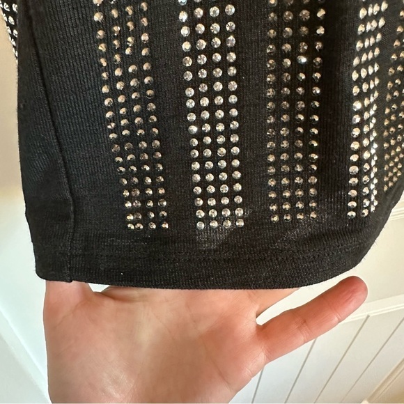 Embellished beaded sparkly silver black long sleeve dressy top, size XL - Picture 3 of 10